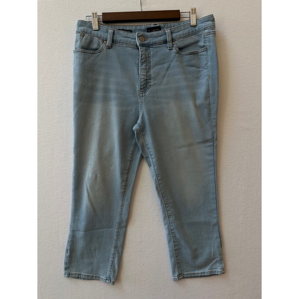 Talbots Straight Leg Crop Jeans Womens 10P Light Wash Denim Blue Petite ID5622